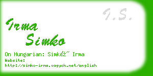 irma simko business card